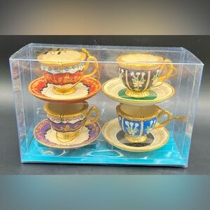 The Met‎ - New in box, Colorful Hanging Teacup Ornaments, set of 4 in box